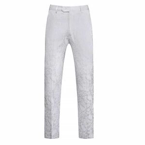 Mogu White Floral Embossed Slim Fit Flat Front Formalwear Pants Size 30